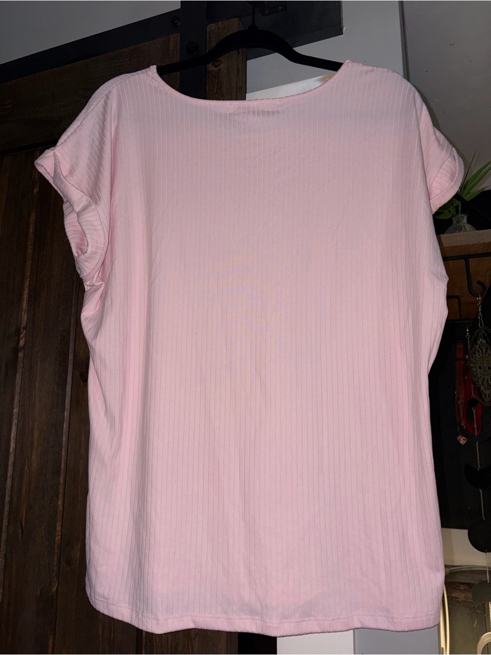 Soft Pink Ribbed Tee - Picture 3 of 3